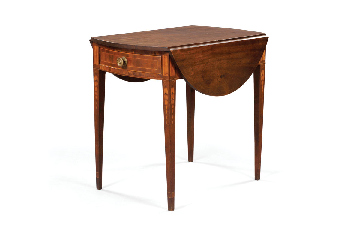 Appraisal: NEW YORK HEPPLEWHITE INLAID MAHOGANY PEMBROKE TABLE Th e rectangular