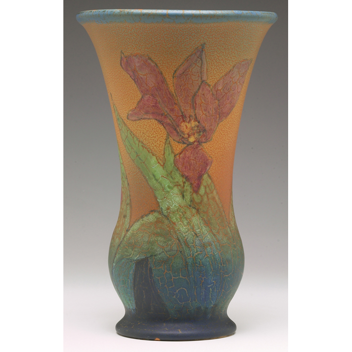 Appraisal: Nice Rookwood vase exceptional matt glaze with large tulips decorated