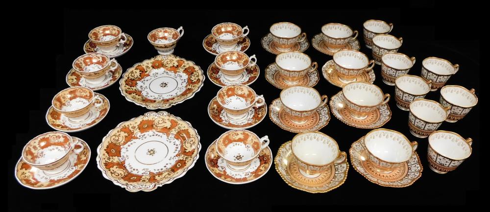 Appraisal: Porcelain cups and saucers English th C two patterns forty-three