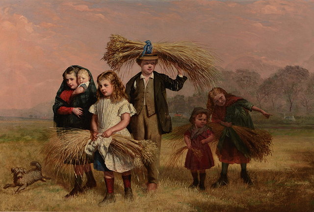 Appraisal: HUGH COLLINS fl - 'Children Returning Home from Gleaning' signed