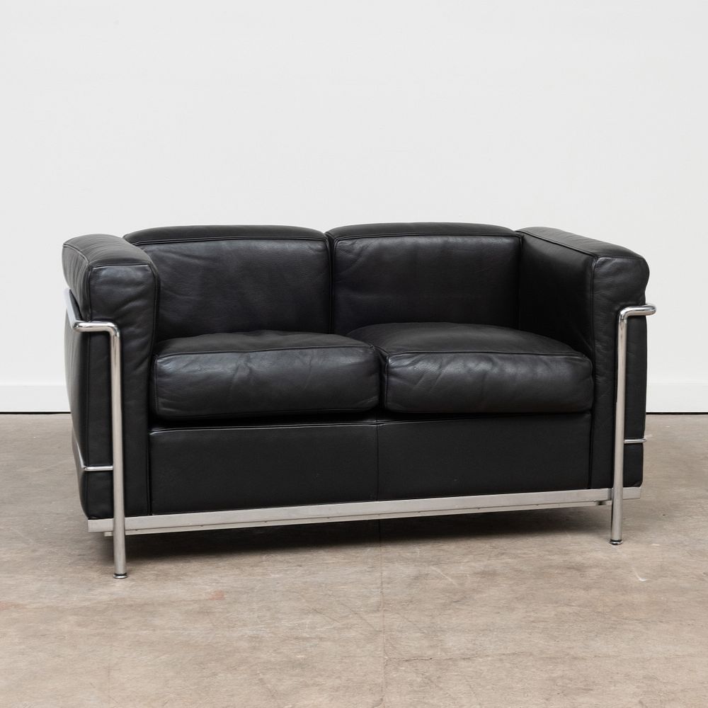 Appraisal: Le Corbusier Chrome and Leather 'LC ' Loveseat for Cassina