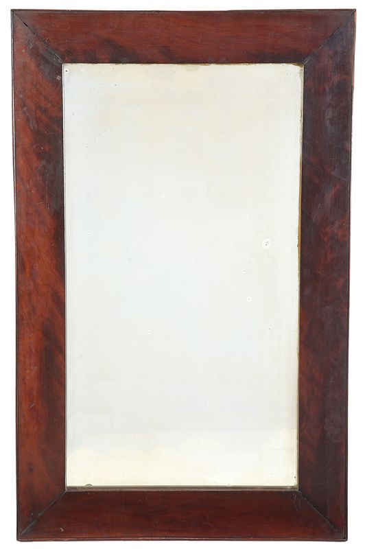 Appraisal: Classical Figured Mahogany Mirror American th century figured frame centering