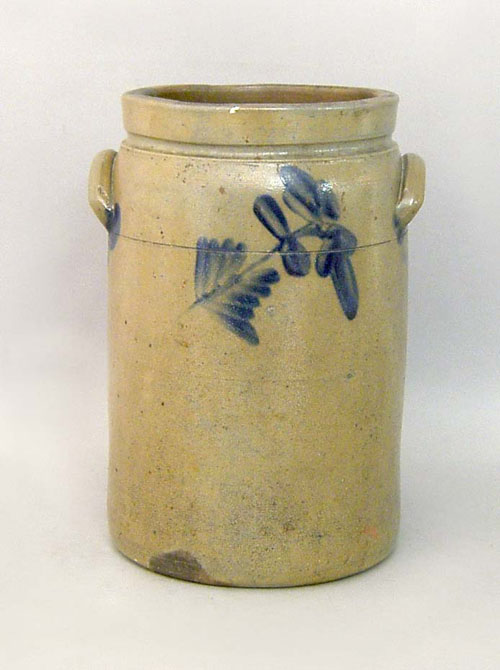 Appraisal: Blue decorated stoneware crock th c h