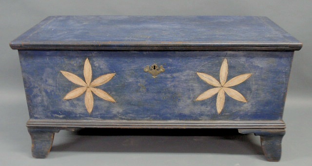 Appraisal: Blanket chest early th c with blue paint decoration h