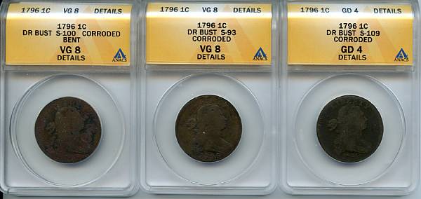 Appraisal: Large Cents C Dr Bust S- GD Details Corroded ANACS