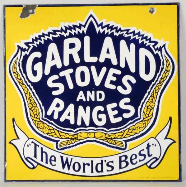 Appraisal: Garland Stoves Ranges -Sided Sidewalk Sign Description Circa Porcelain Very