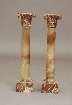 Appraisal: Pair of Diminutive Alabaster and Marble Columns