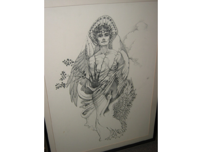 Appraisal: SIEGFRIED REINHARDT AMERICAN - LEDA AND THE SWAN pencil on