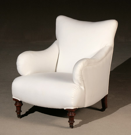 Appraisal: Victorian Beechwood Club Chair Last Quarter th Century With white