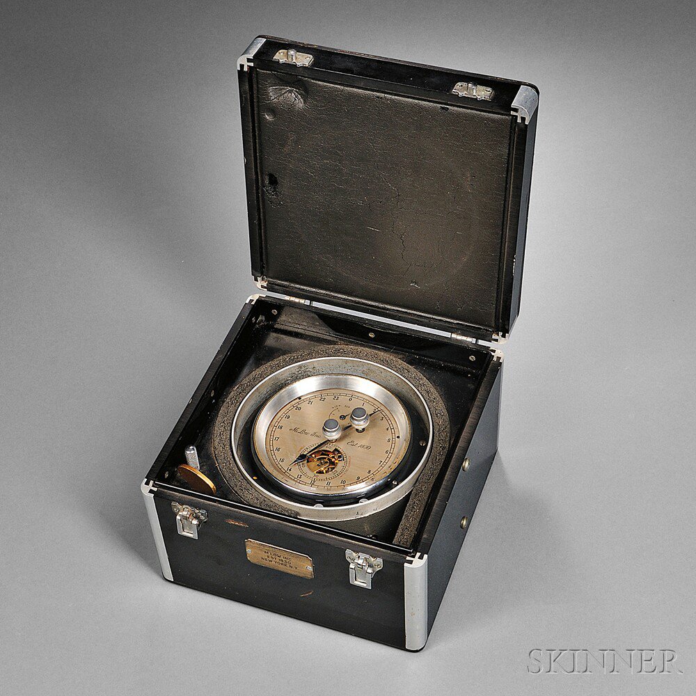 Appraisal: M Low Two-day Break-circuit Marine Chronometer c with silvered twenty-four