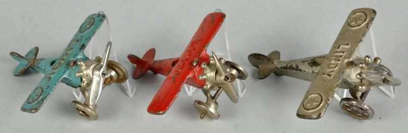 Appraisal: Lot of Cast Iron Hubley Lindy Airplane Toys Description American