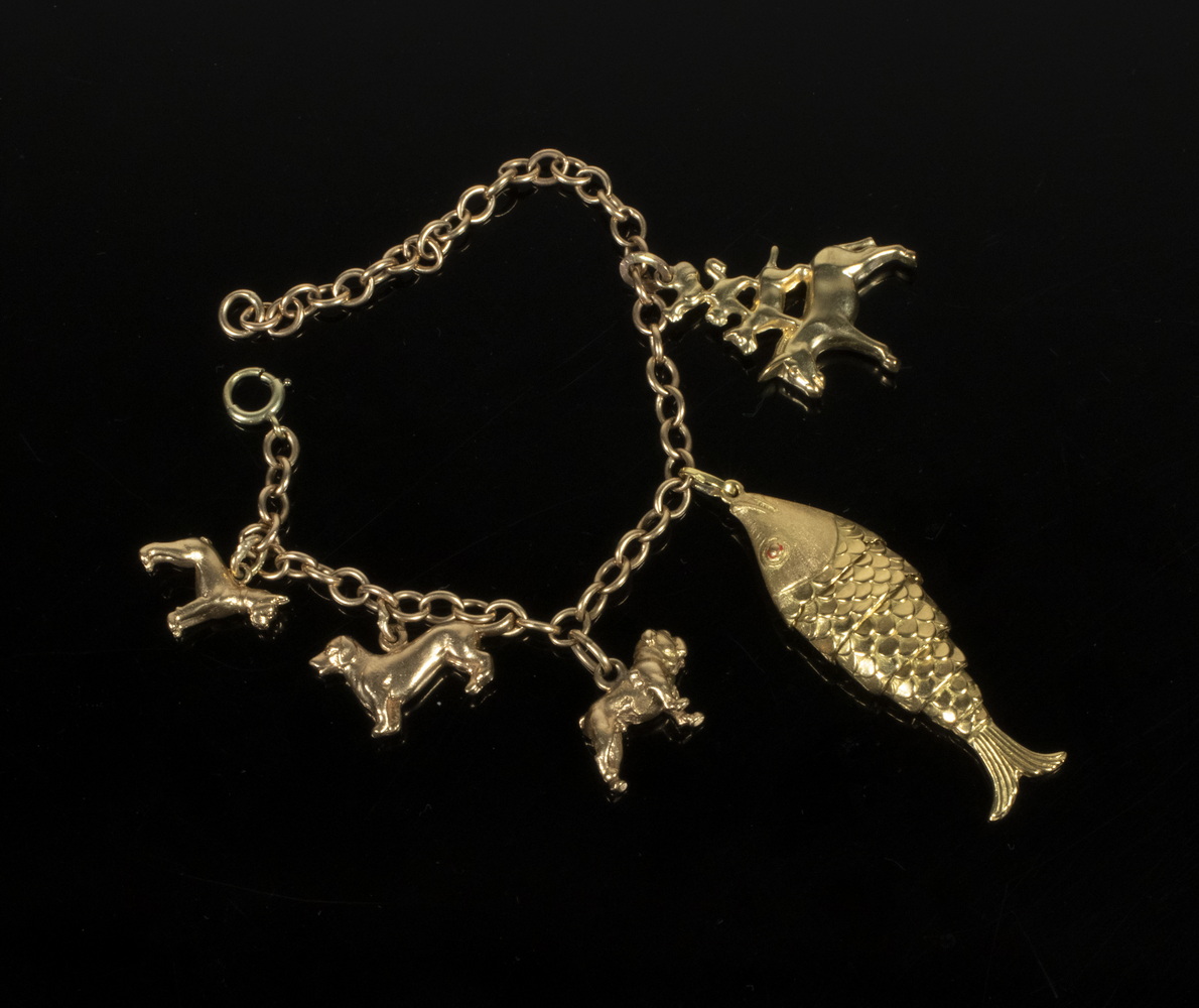 Appraisal: GOLD CHARM BRACELET K Yellow Gold Link Charm Bracelet with