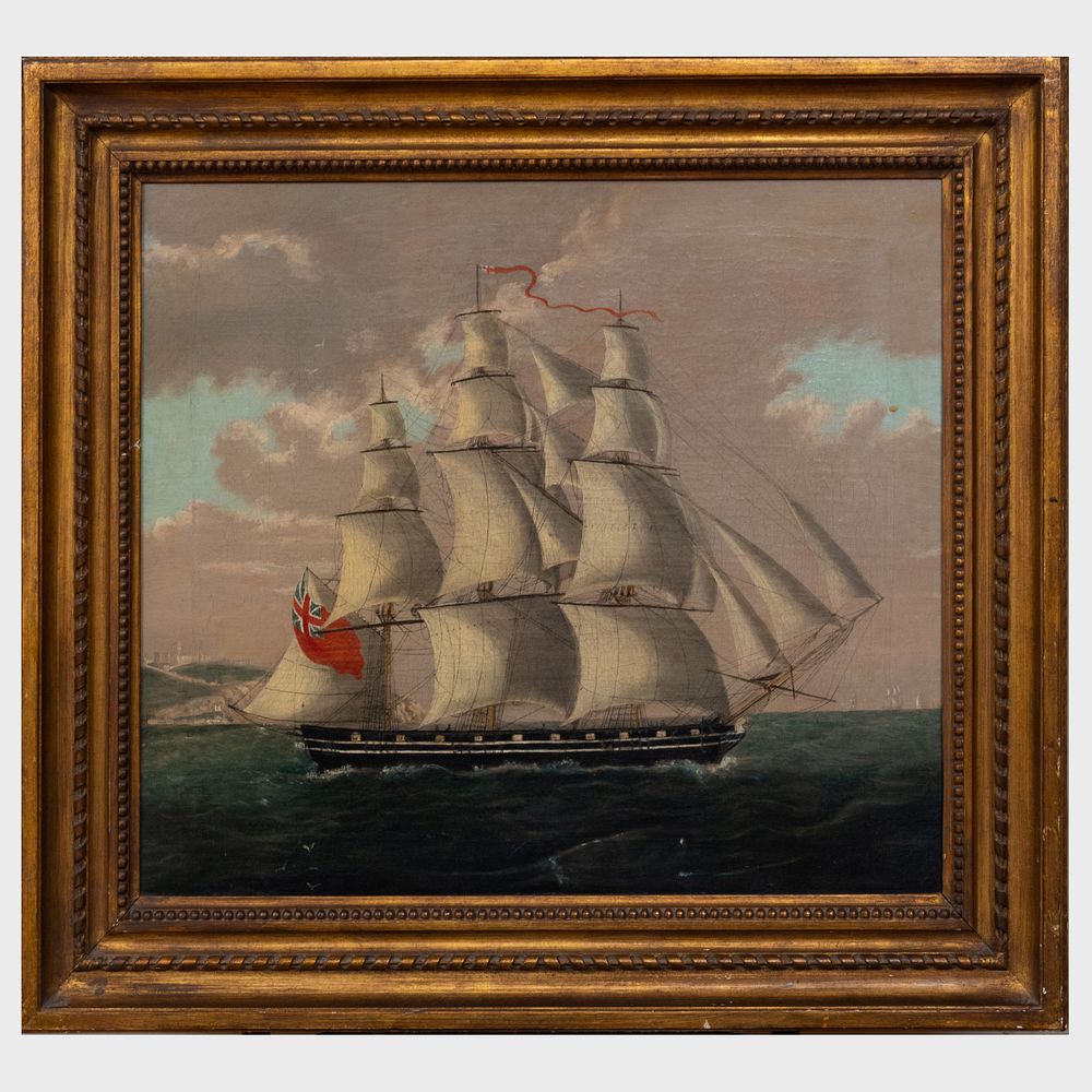 Appraisal: British School Ship Underway Oil on canvas unsigned lined x