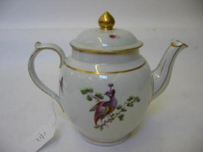 Appraisal: A PORCELAIN TEAPOT th century of bellied form with gilded