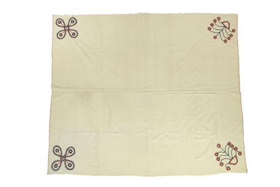 Appraisal: EARLY EMBROIDERED BLANKET American or English early th century wool