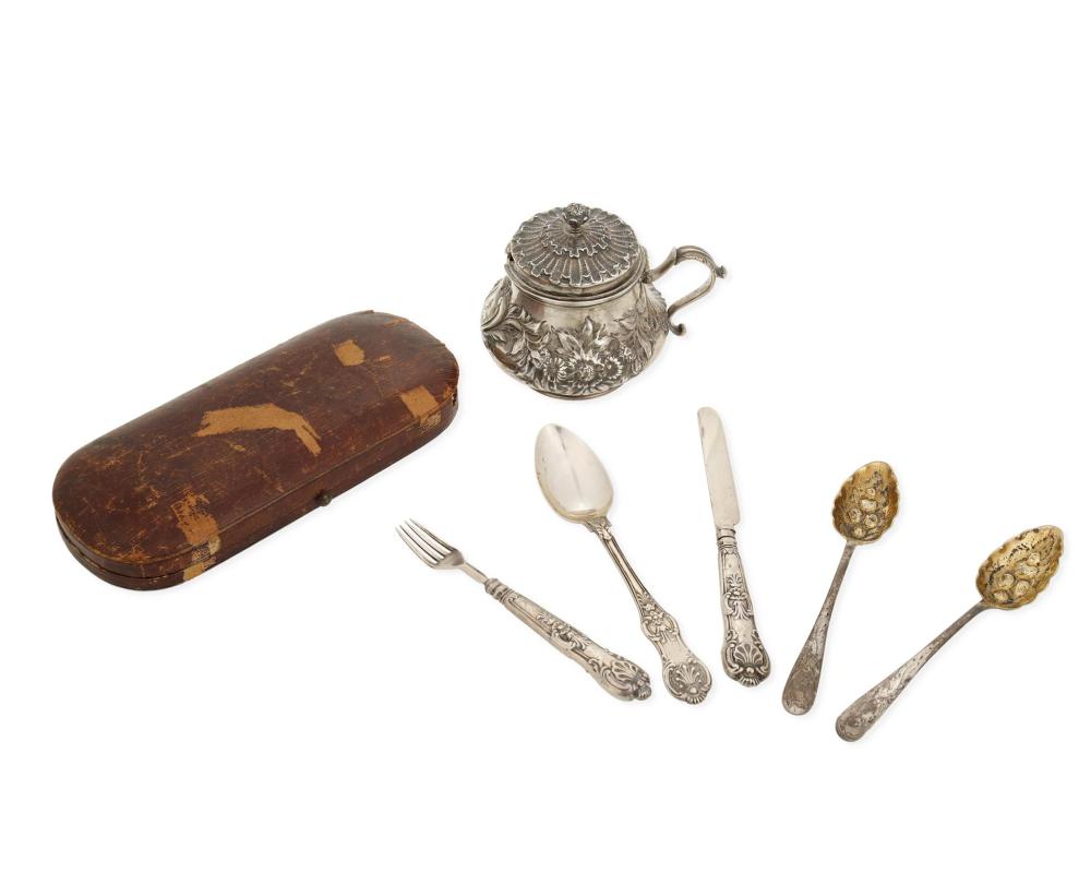 Appraisal: A group of English sterling silver holloware and flatware th