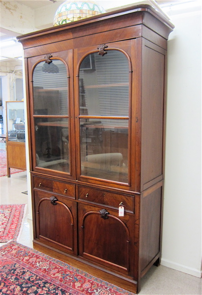 Appraisal: VICTORIAN WALNUT CABINET ON CABINET Continental th century the top