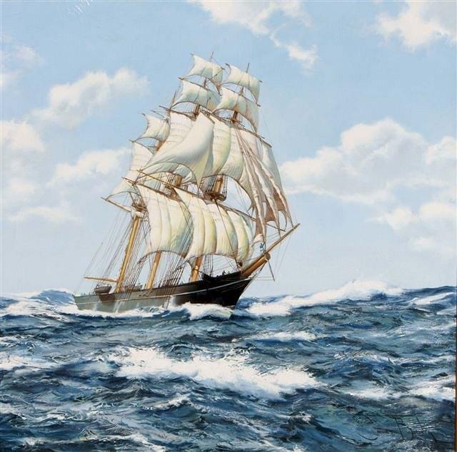 Appraisal: JAMES BRERETON British b A sailing ship in full sail