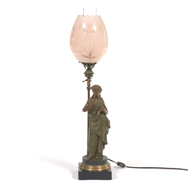 Appraisal: ELECTRIFIED GAS TABLE LAMP CA LATE TH CENTURY Grecian style