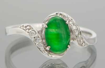 Appraisal: A Ladies' Jadeite and Diamond Ring k white gold ring