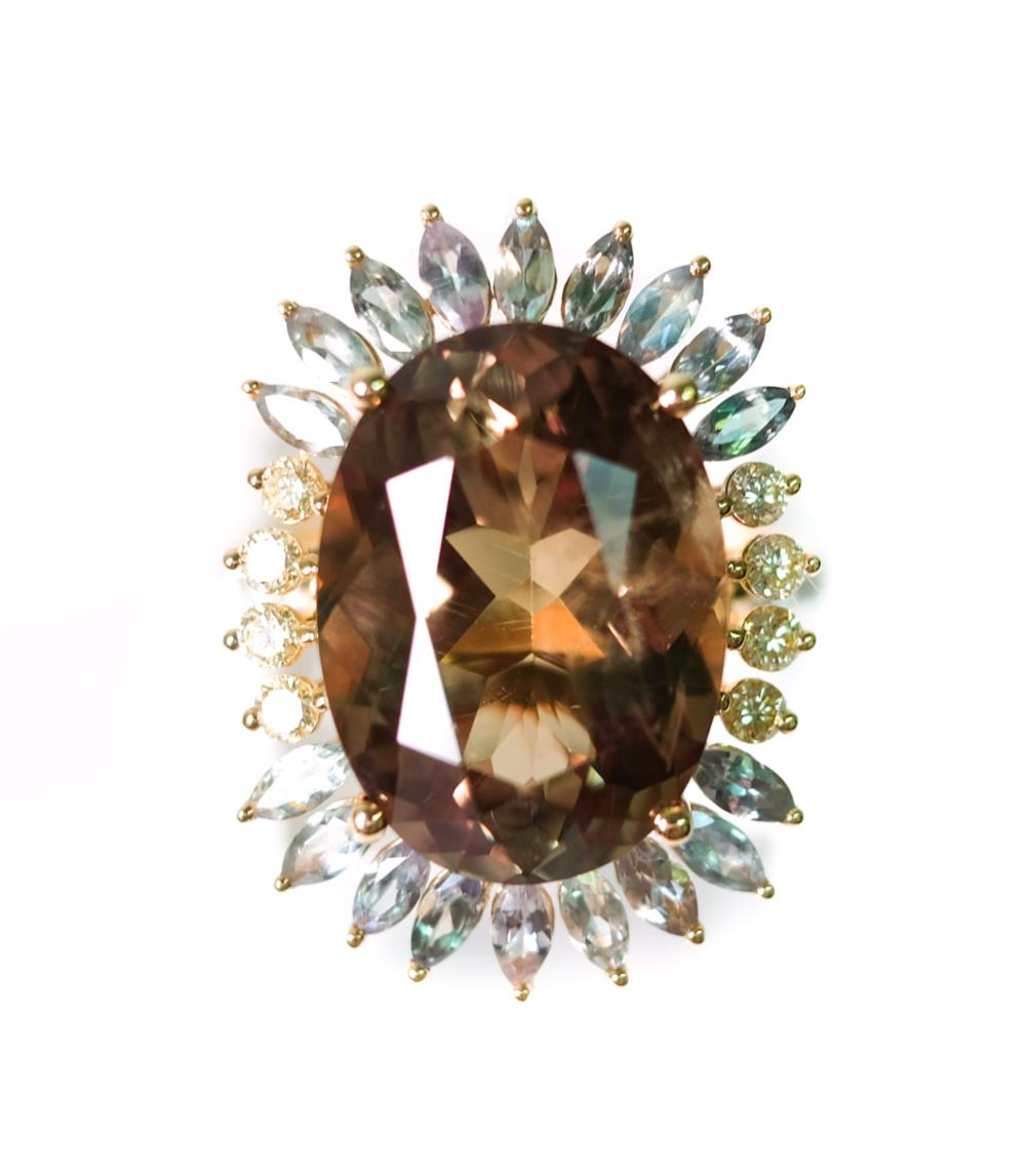 Appraisal: K YG CT DIASPORE ALEXANDRITE DIAMOND RING k yellow gold