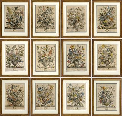 Appraisal: Twelve Floral Prints Representing the Months of the Year Matted