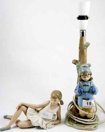 Appraisal: Nao Figure Lamp Base Girl with Rucksack cm and Nao