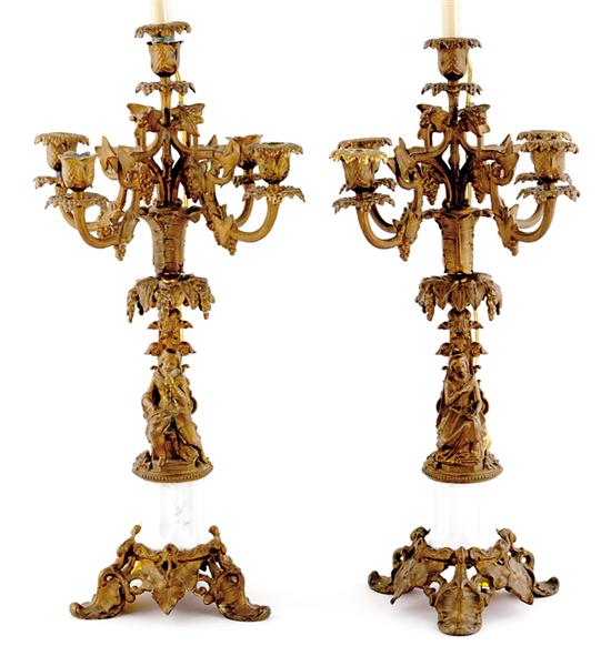 Appraisal: Pair French style candelabra converted to lamps gilt-metal figural stem