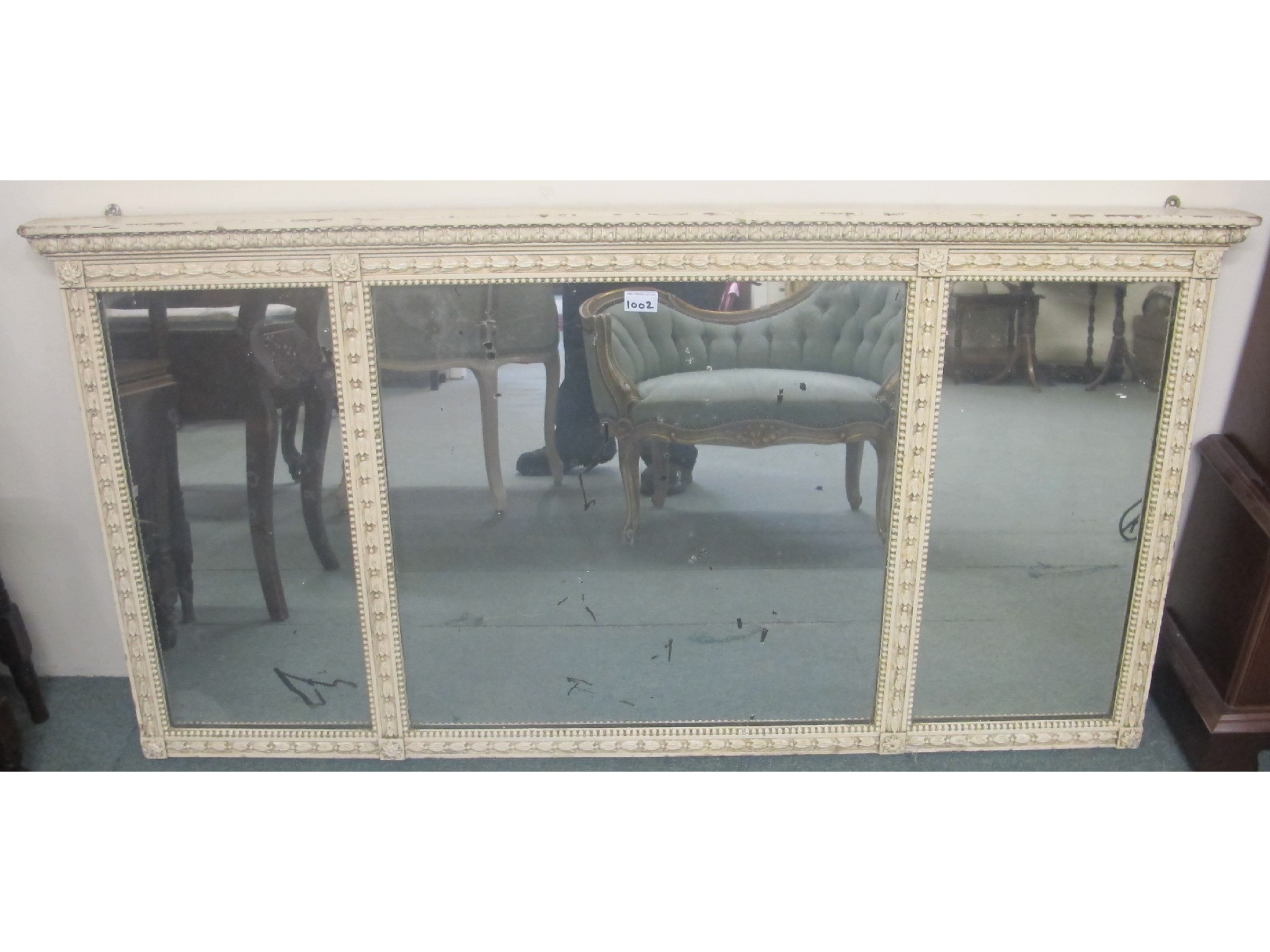 Appraisal: An Edwardian painted over mantel wall mirror