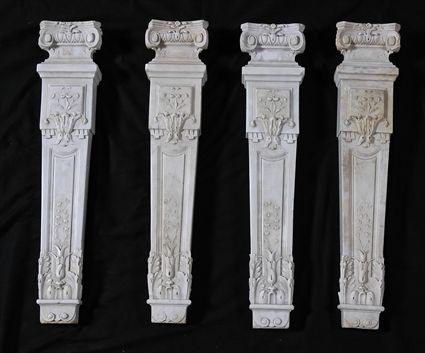 Appraisal: FOUR CARVED MARBLE PILASTERS Each in tall x in wide