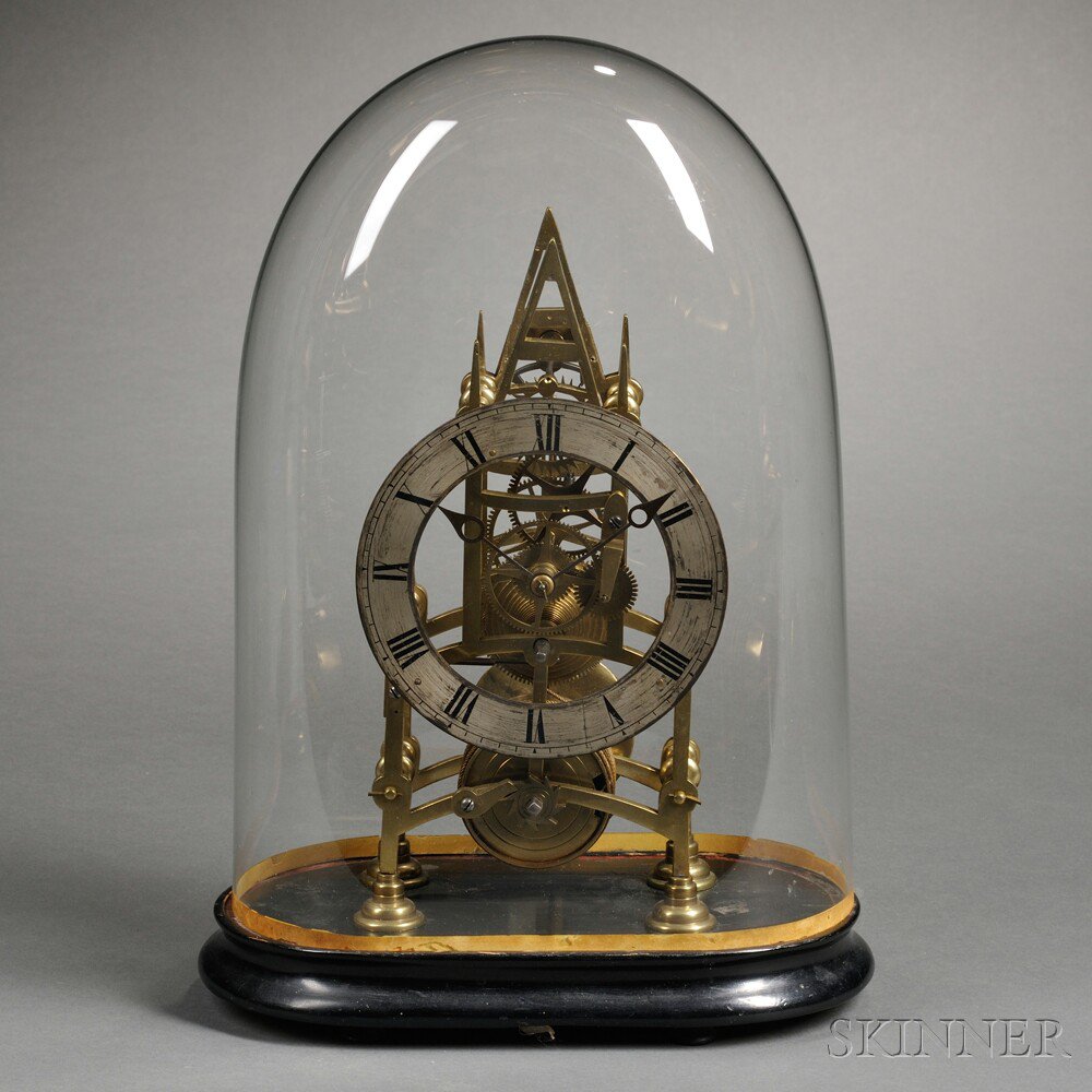 Appraisal: English Gothic-style Skeleton Clock last quarter th century with eight-day