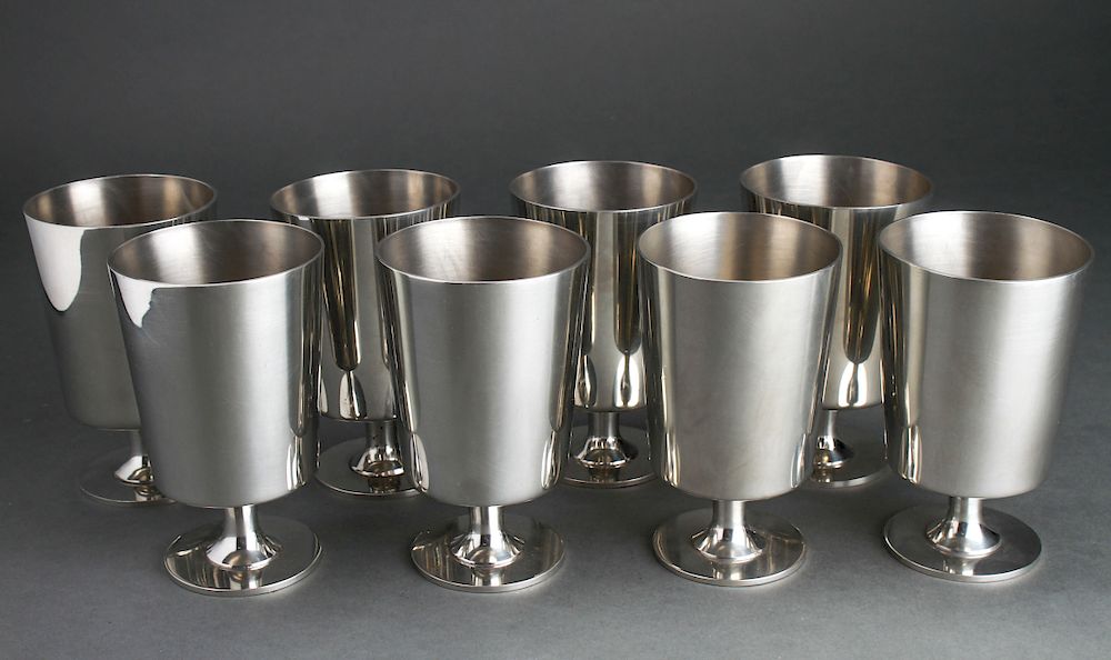 Appraisal: Hoffritz English Pewter Footed Goblets Cups Set of eight Hoffritz