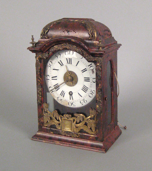 Appraisal: French painted mantle clock th c with brass mounts and