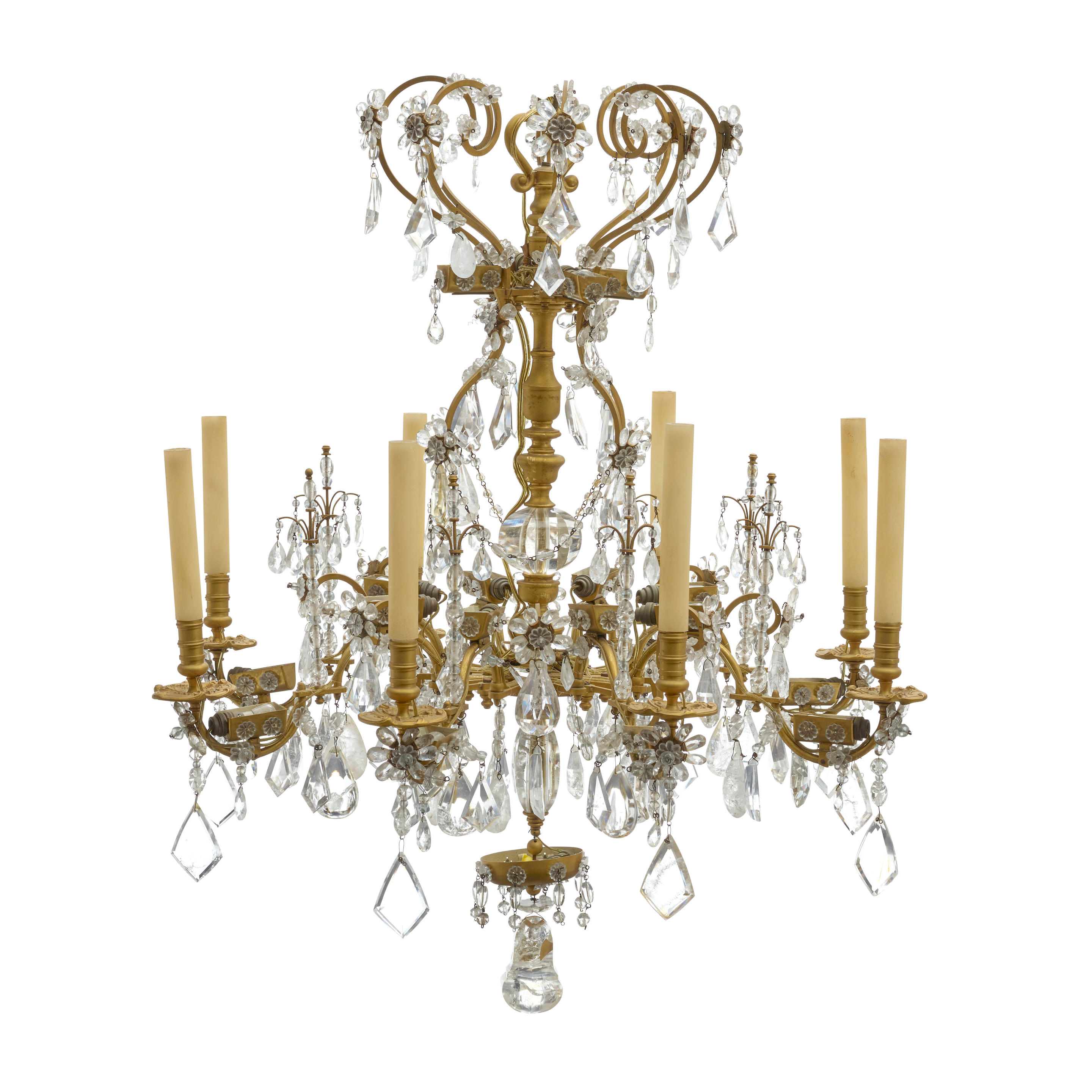 Appraisal: A LOUIS XV STYLE GILT BRONZE METAL AND GLASS EIGHT-LIGHT