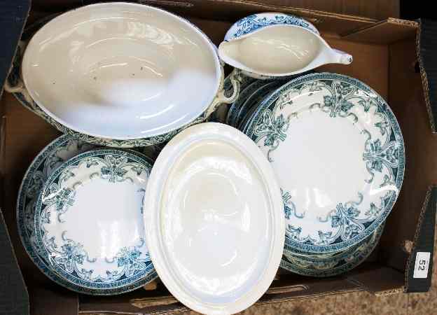 Appraisal: A collection of Old Davenport Pottery Blue and White Dinner