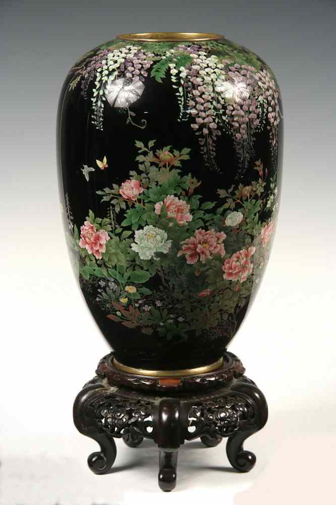 Appraisal: CLOISONNE VASE - Important Large Japanese Cloisonne Ovoid Vase with