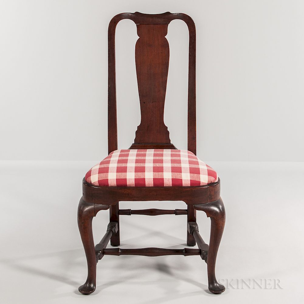 Appraisal: Queen Anne Walnut Compass-seat Side Chair Queen Anne Walnut Compass-seat