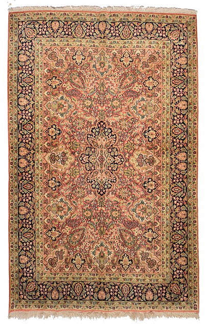 Appraisal: A MODERN PERSIAN SILK RUG the central medallion within a