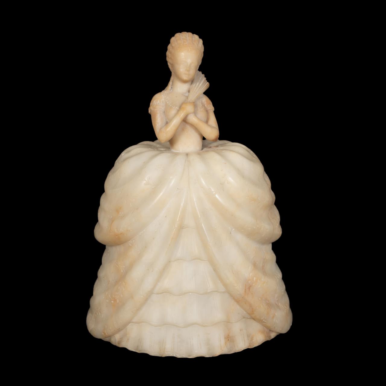 Appraisal: ALABASTER LADY IN TH C DRESS BOUDOIR LAMP Carved alabaster