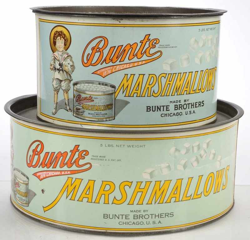 Appraisal: Lot of Bunte Marshmallow Store Tins Description The Cadillac of