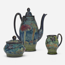 Appraisal: William Moorcroft for James Macintyre Co Rare three-piece Claremont coffee