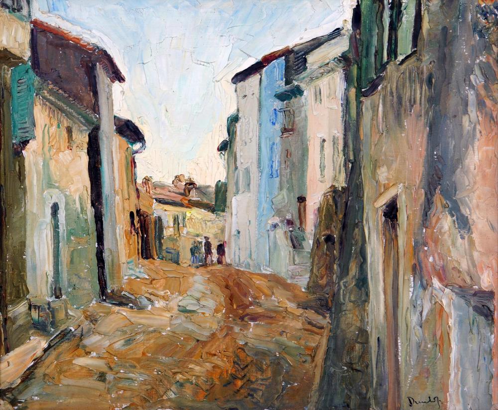 Appraisal: RONALD OSSARY DUNLOP Irish - Street in Cagnes oil on