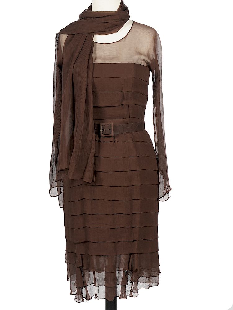 Appraisal: Oscar de la Renta Brown Silk Dress Size Oscar de