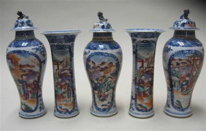 Appraisal: Chinese Export five-piece garniture th century Comprised of three covered