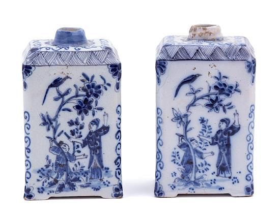 Appraisal: A Pair of Dutch Tin-Glazed Earthenware Tea Caddies A Pair