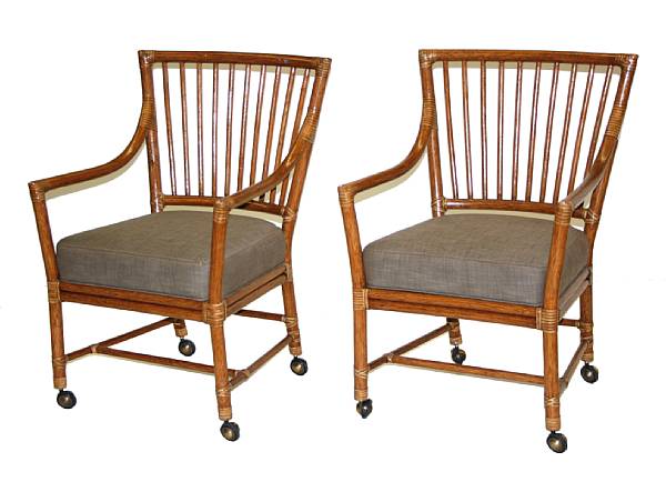 Appraisal: A pair of Orlando Diaz-Azcuy 'Prescott' armchairs McGuire Furniture Company