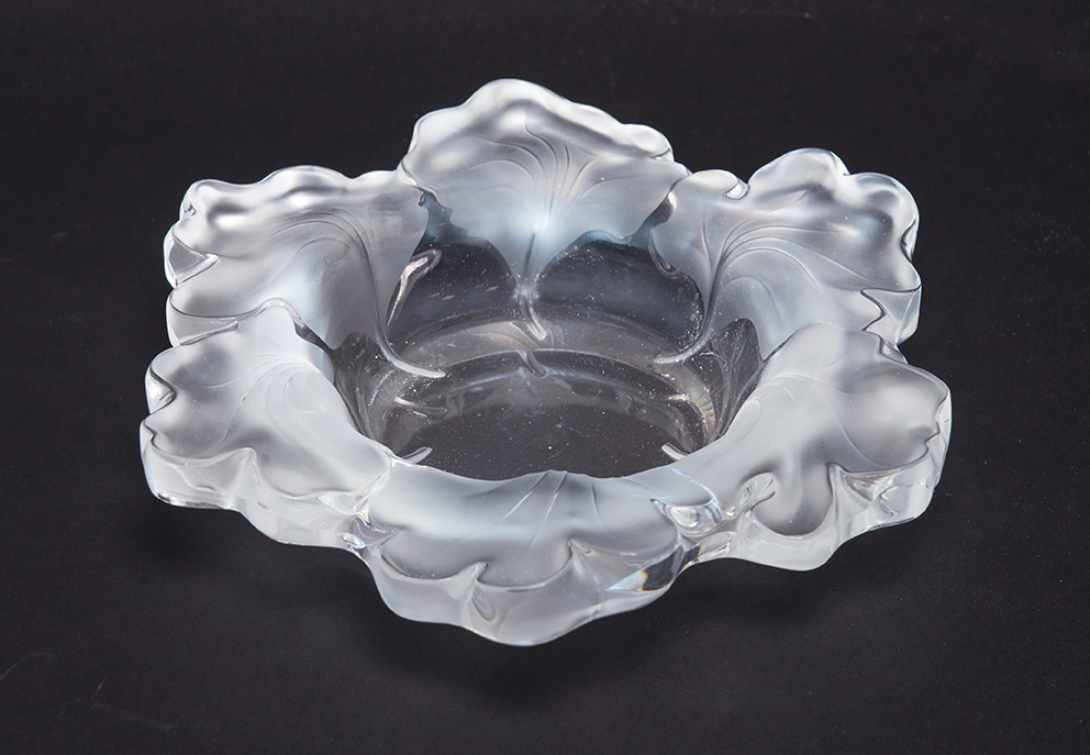 Appraisal: LALIQUE CRYSTAL SHALLOW BOWL WITH LEAF BORDER France th century