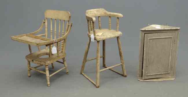 Appraisal: Lot including vintage highchair th c highchair and small early