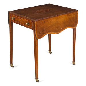 Appraisal: A Regency Mahogany and Marquetry Pembroke Table Circa Height x