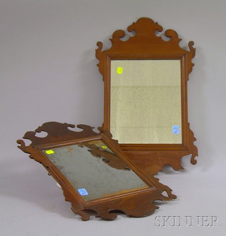 Appraisal: Two Small Chippendale Mahogany Mirrors lg in